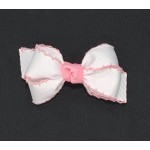 White (150 Pink) / Pico Stitch  Bow - 3 inch